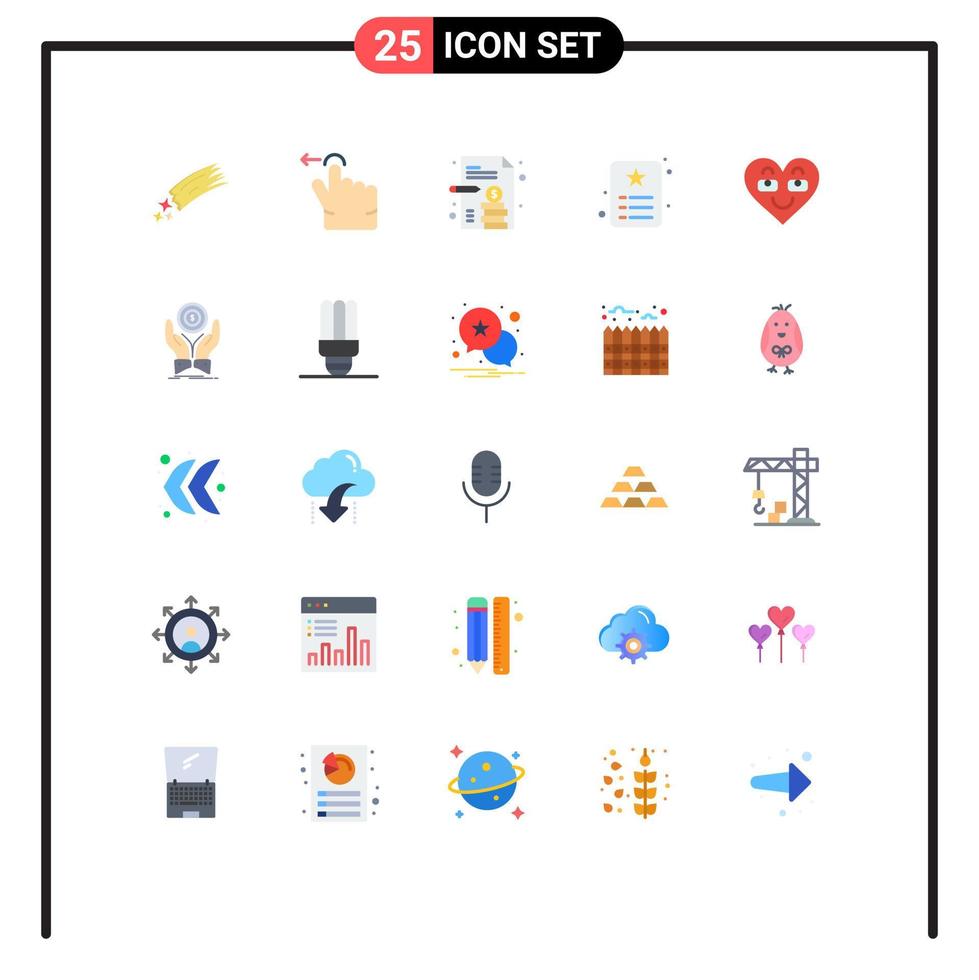 Pack of 25 Modern Flat Colors Signs and Symbols for Web Print Media such as heart identity business identity id Editable Vector Design Elements