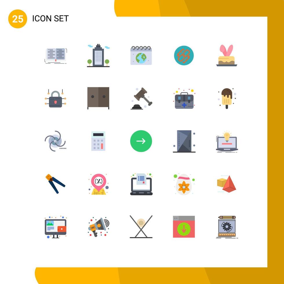 25 Universal Flat Colors Set for Web and Mobile Applications cack connection earth url link Editable Vector Design Elements