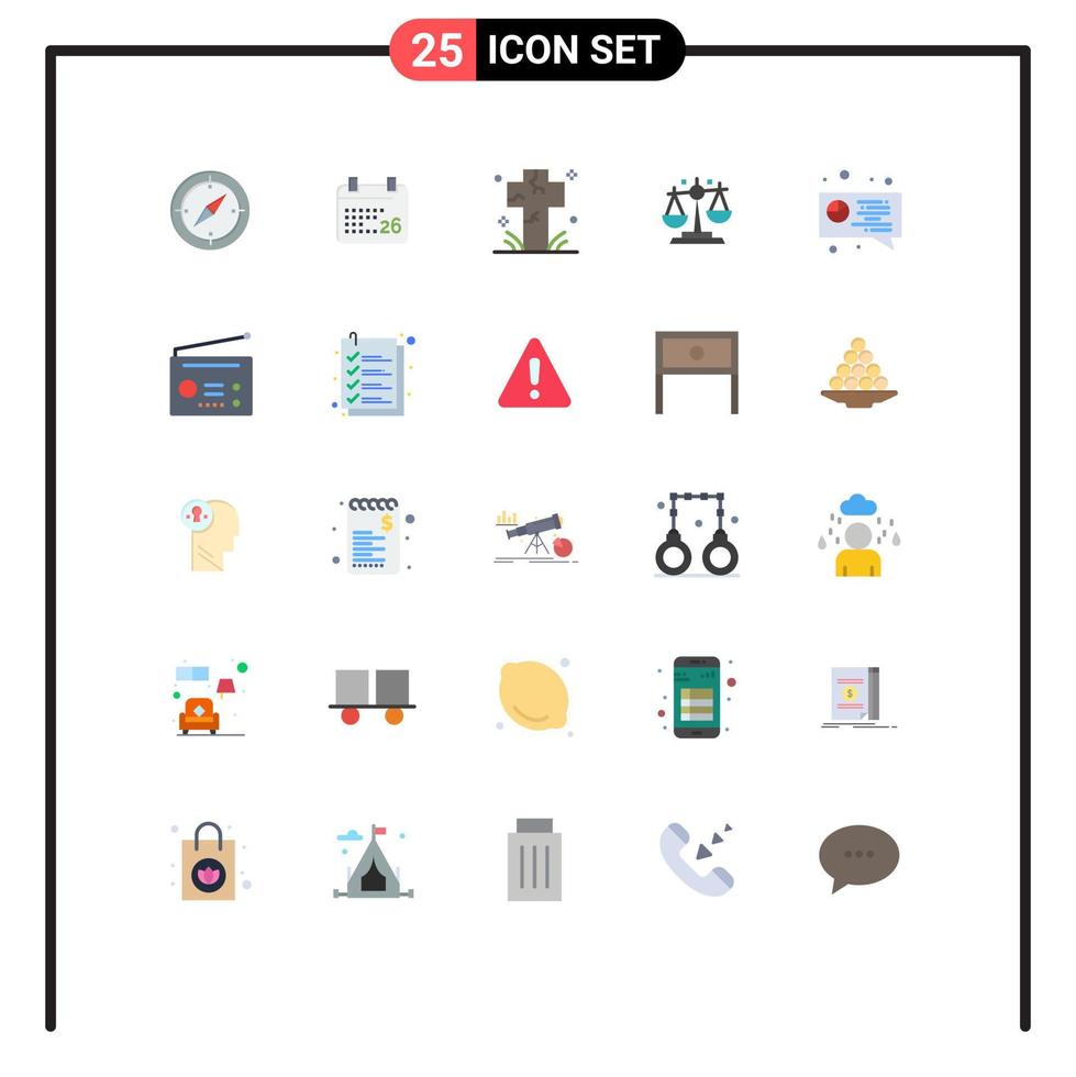 Set of 25 Vector Flat Colors on Grid for chat justice cemetery law graveyard Editable Vector Design Elements