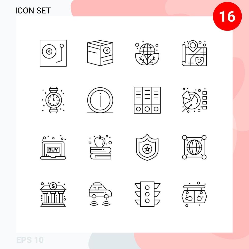16 Creative Icons Modern Signs and Symbols of gauge security no location environment Editable Vector Design Elements