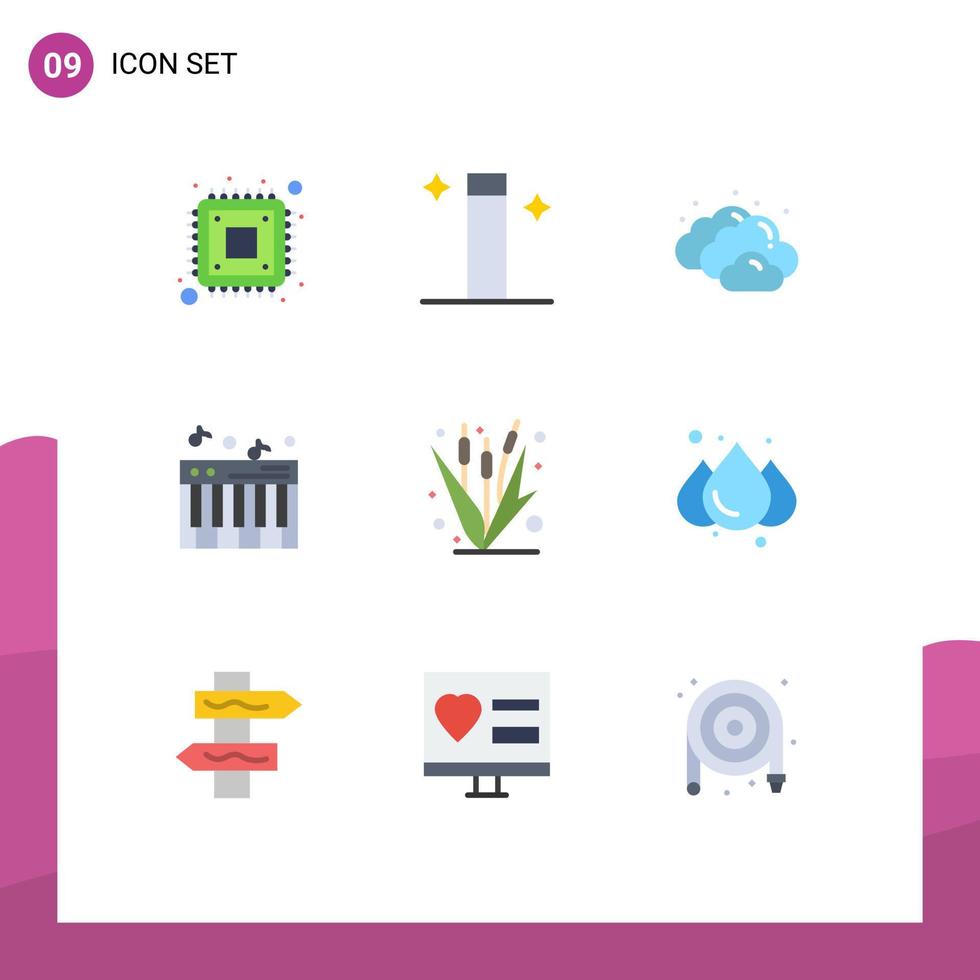 Set of 9 Modern UI Icons Symbols Signs for maize farm cloudy crop sound Editable Vector Design Elements