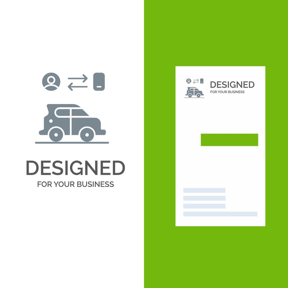 Car Transport Man Technology Grey Logo Design and Business Card Template vector
