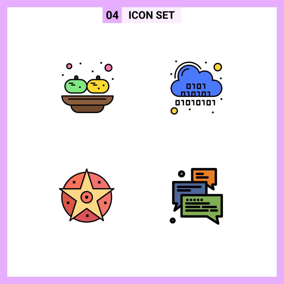 Universal Icon Symbols Group of 4 Modern Filledline Flat Colors of food pentacle sandesh code project Editable Vector Design Elements
