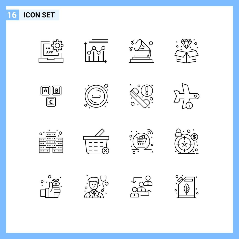 Set of 16 Vector Outlines on Grid for jewelry gem growth diamond speaker Editable Vector Design Elements
