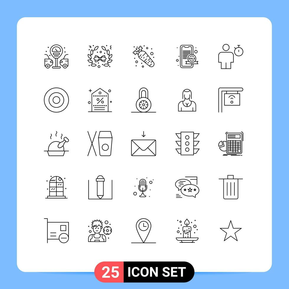 Group of 25 Modern Lines Set for performance body food avatar promotion Editable Vector Design Elements