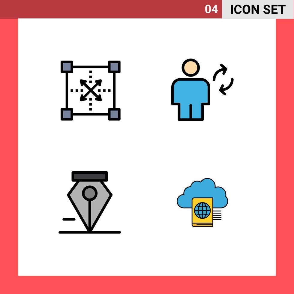 4 User Interface Filledline Flat Color Pack of modern Signs and Symbols of coding update programing body delete Editable Vector Design Elements