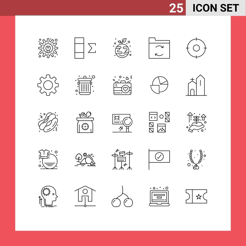 Set of 25 Modern UI Icons Symbols Signs for basic position plant military sync Editable Vector Design Elements