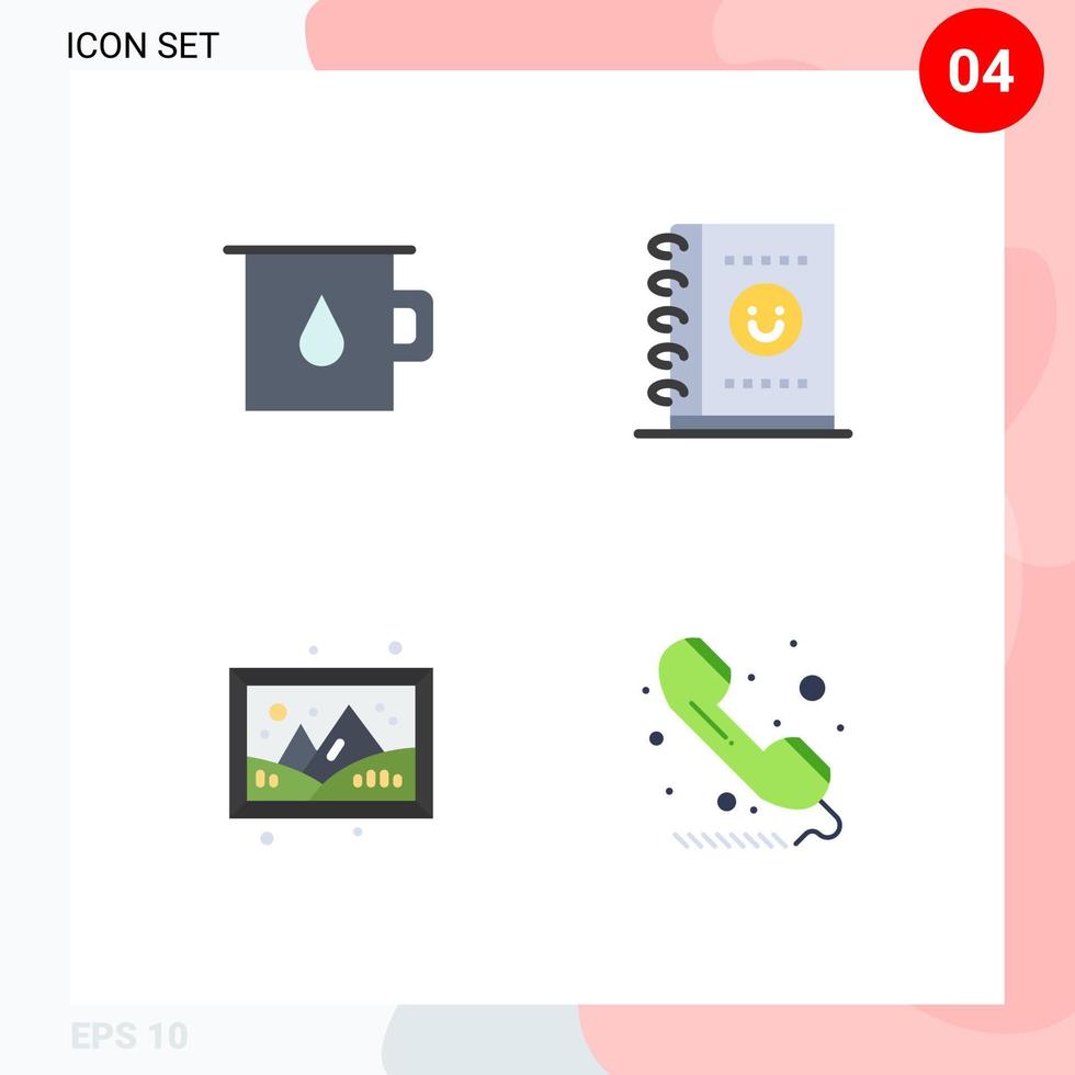 4 Universal Flat Icon Signs Symbols of baby hobby notebook image phone Editable Vector Design Elements