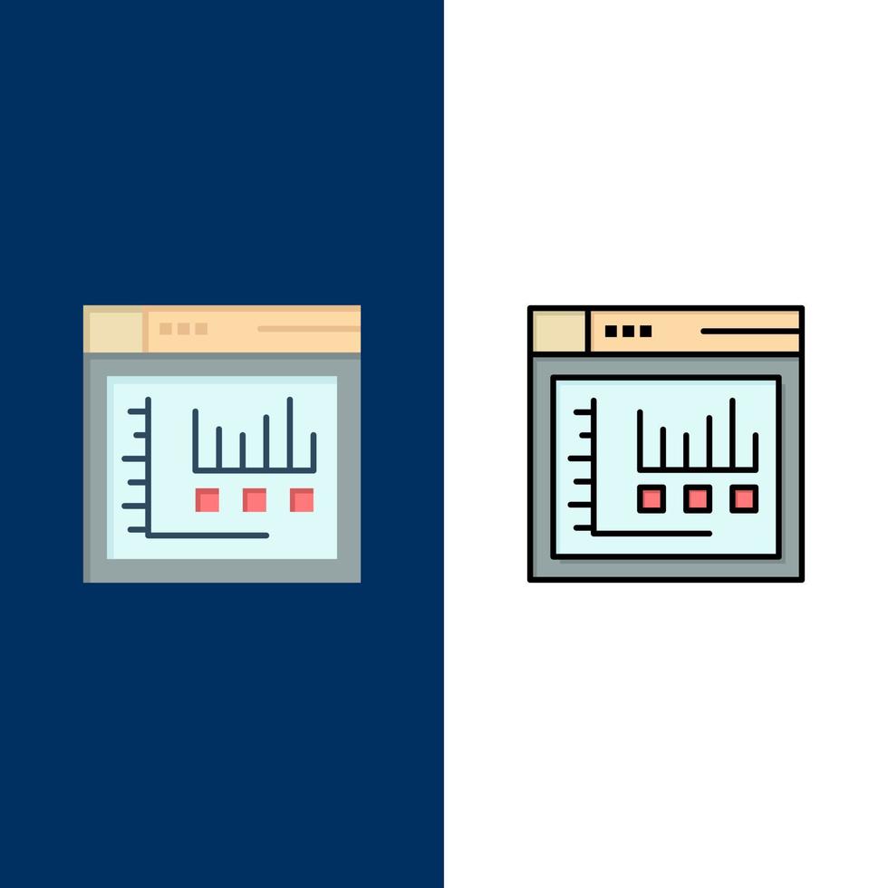 Browser Internet Web Static  Icons Flat and Line Filled Icon Set Vector Blue Background