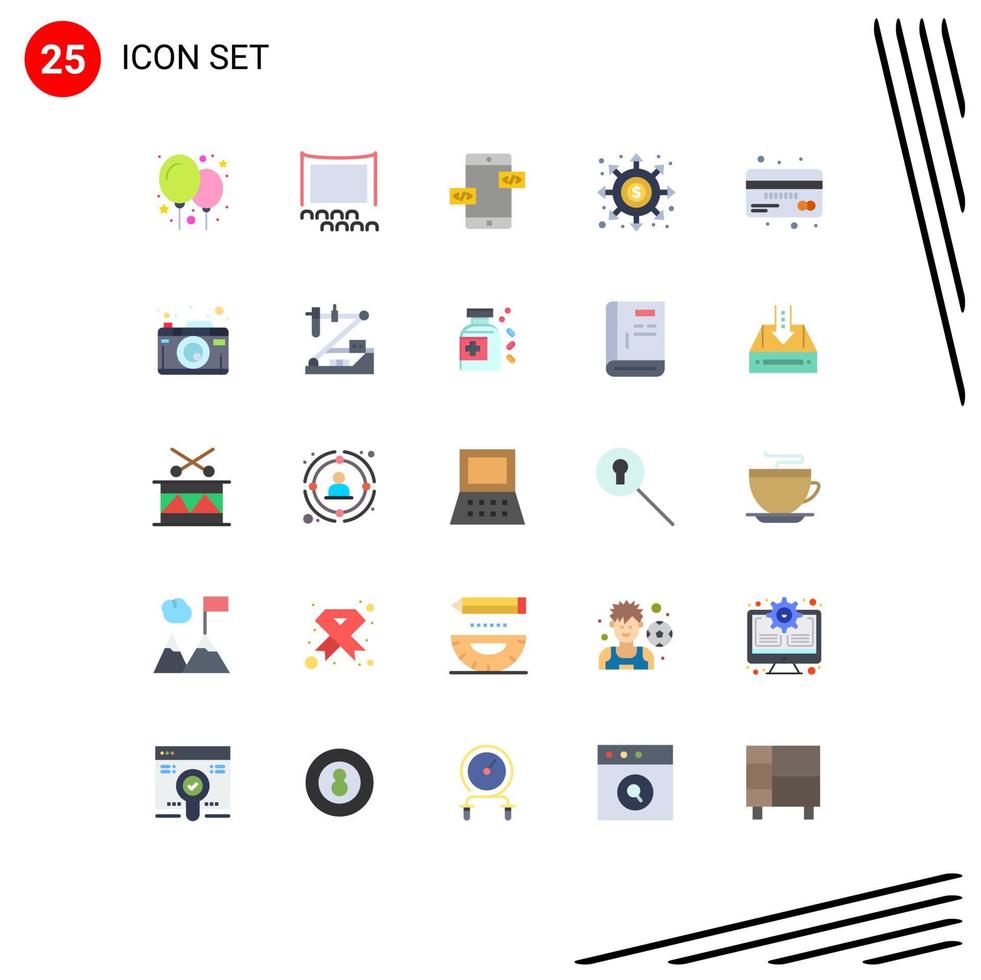 Modern Set of 25 Flat Colors Pictograph of credit wormhole arrows portal black hole Editable Vector Design Elements