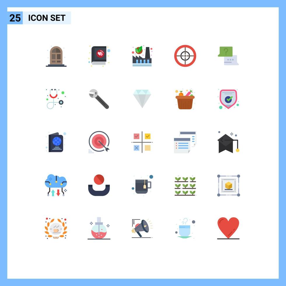Set of 25 Commercial Flat Colors pack for chat find nuclear job badge Editable Vector Design Elements