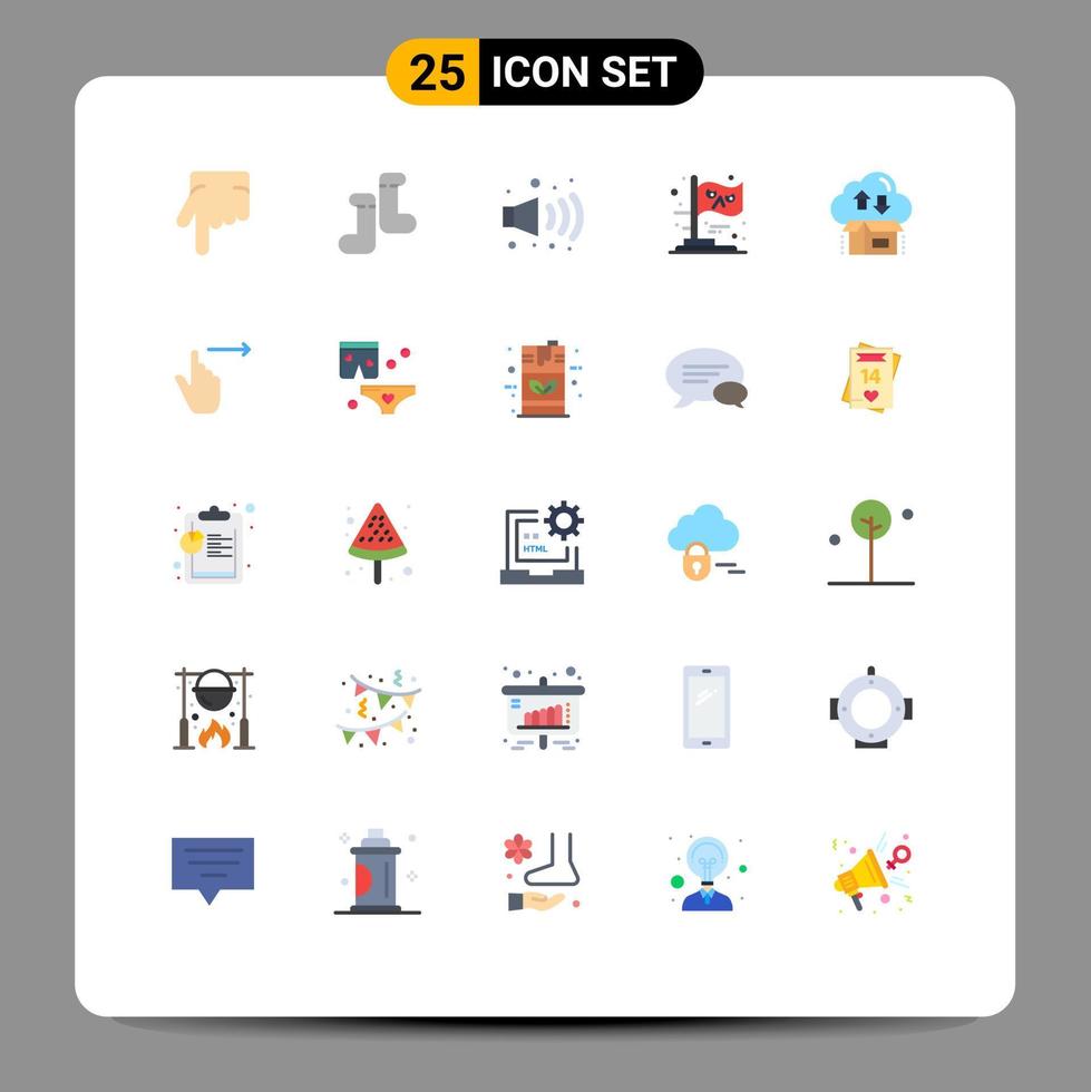 Pictogram Set of 25 Simple Flat Colors of finger package flag gift box Editable Vector Design Elements