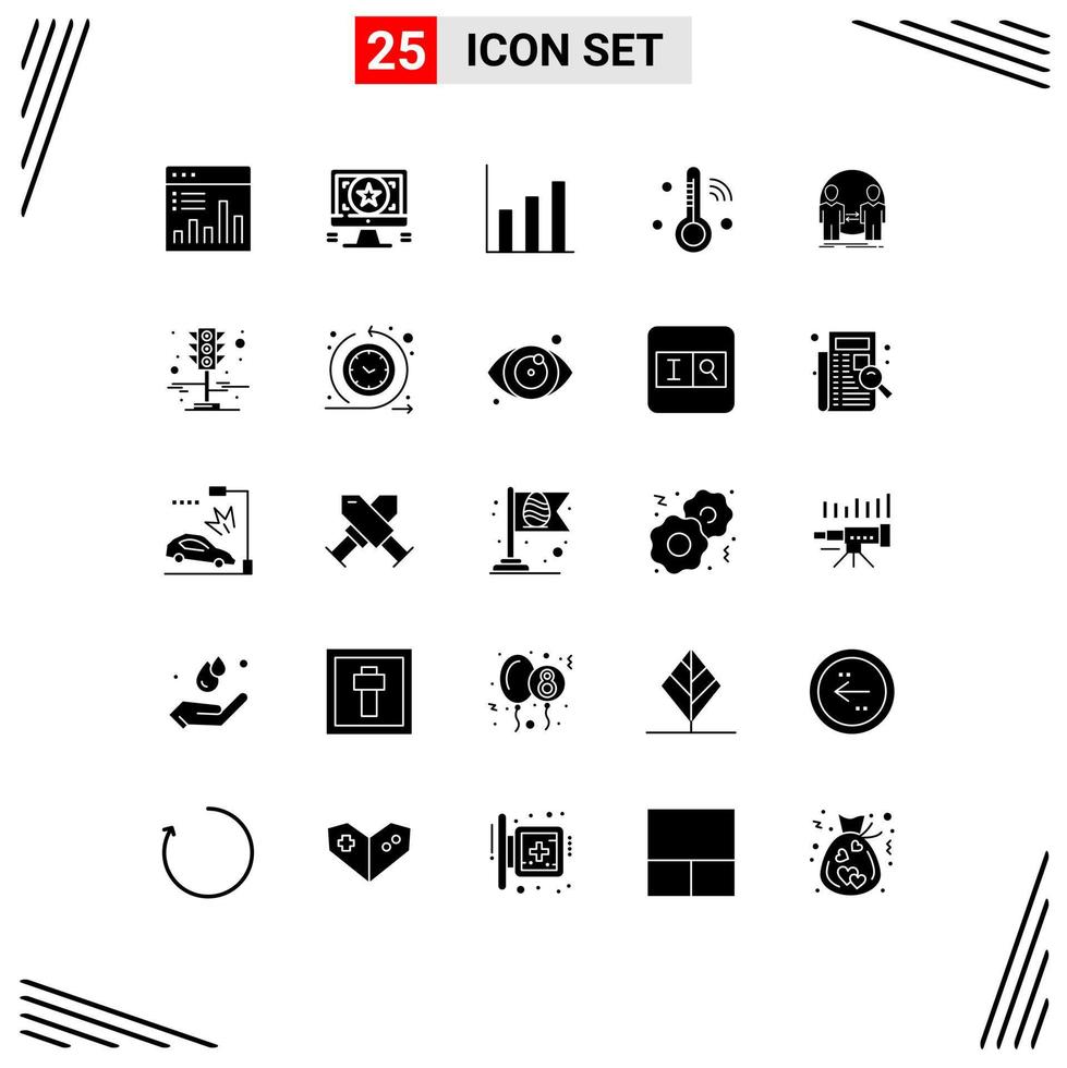 Solid Glyph Pack of 25 Universal Symbols of clone thermometer monitor temperature internet of things Editable Vector Design Elements