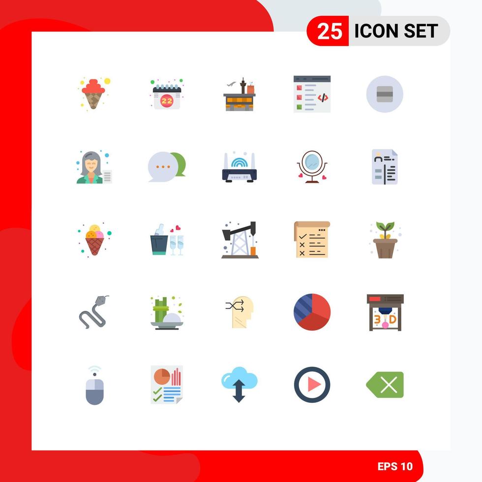 25 Thematic Vector Flat Colors and Editable Symbols of list develop conveyance coding transportation Editable Vector Design Elements