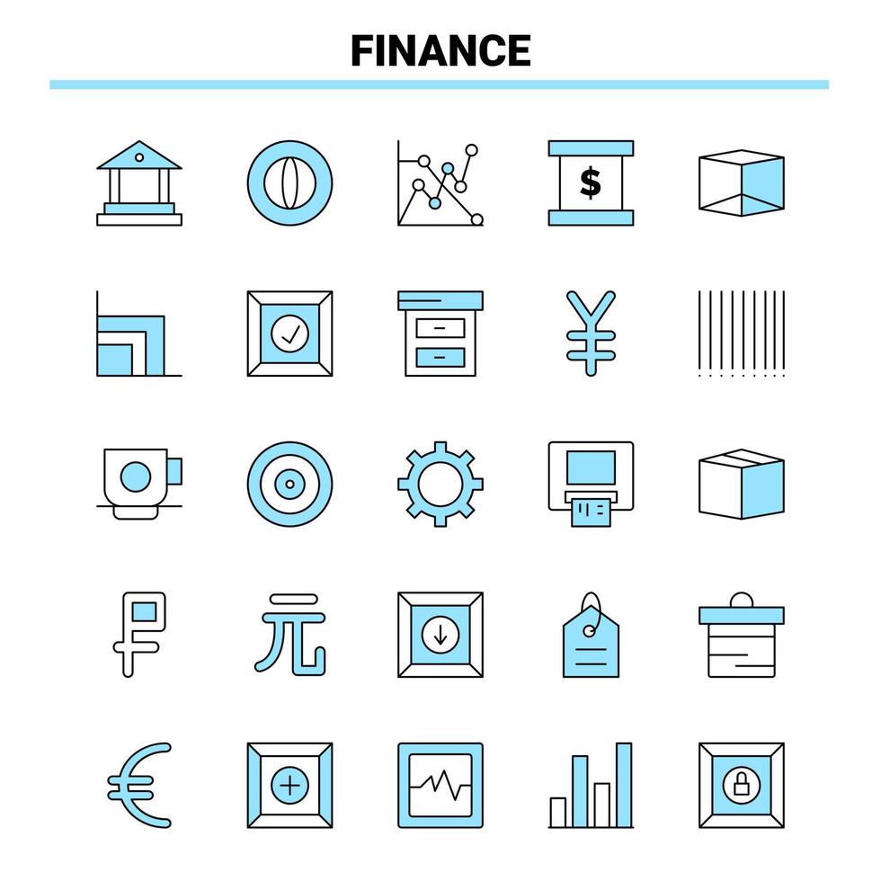 25 conjunto de iconos negros y azules financieros. diseño de icono creativo y plantilla de logotipo vector