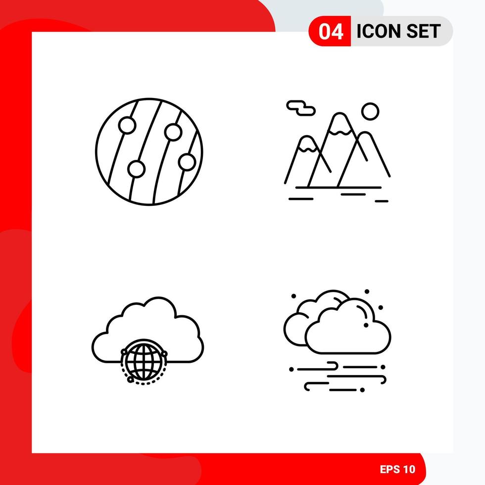 Creative Set of 4 Universal Outline Icons isolated on White Background. vector