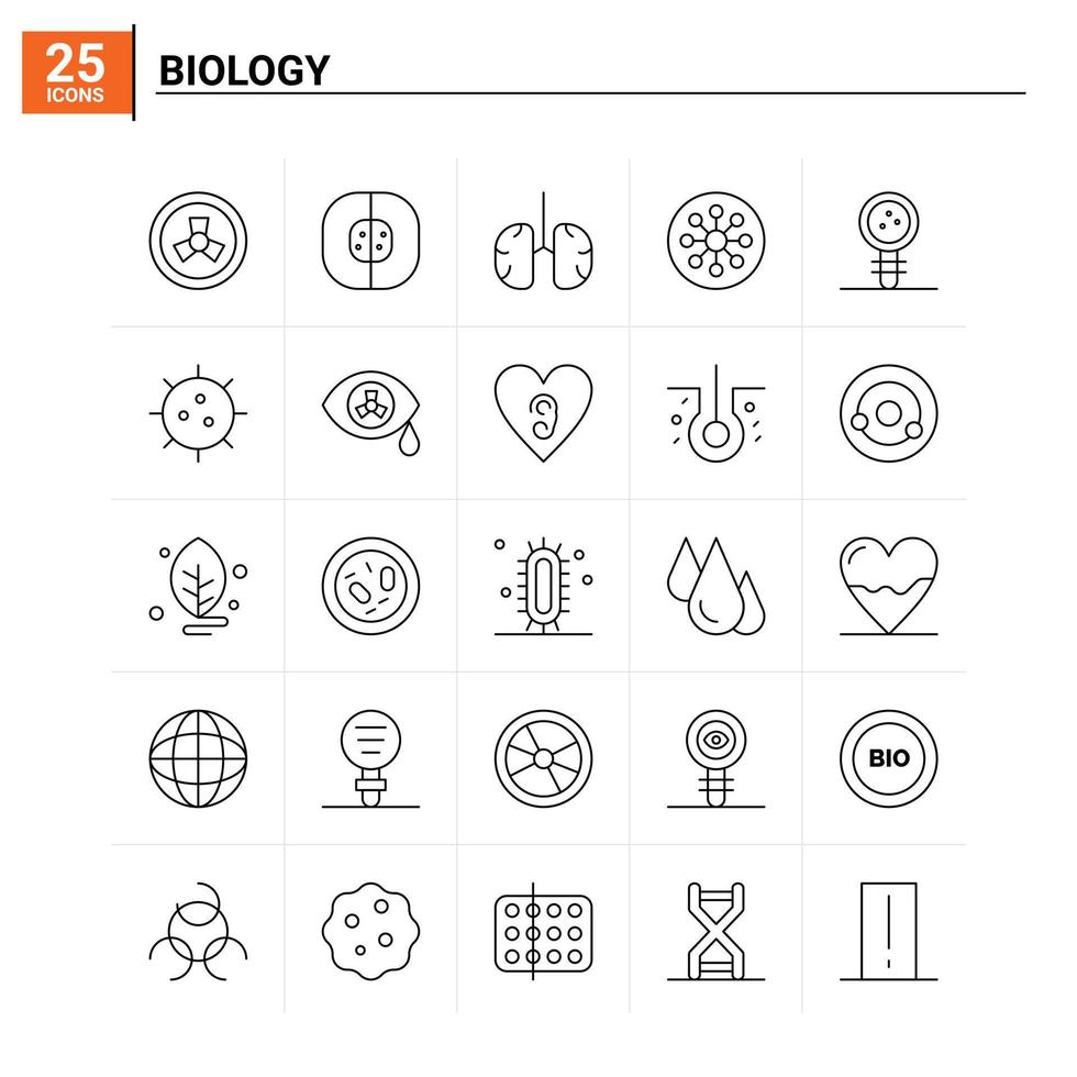 25 Biology icon set Vector background