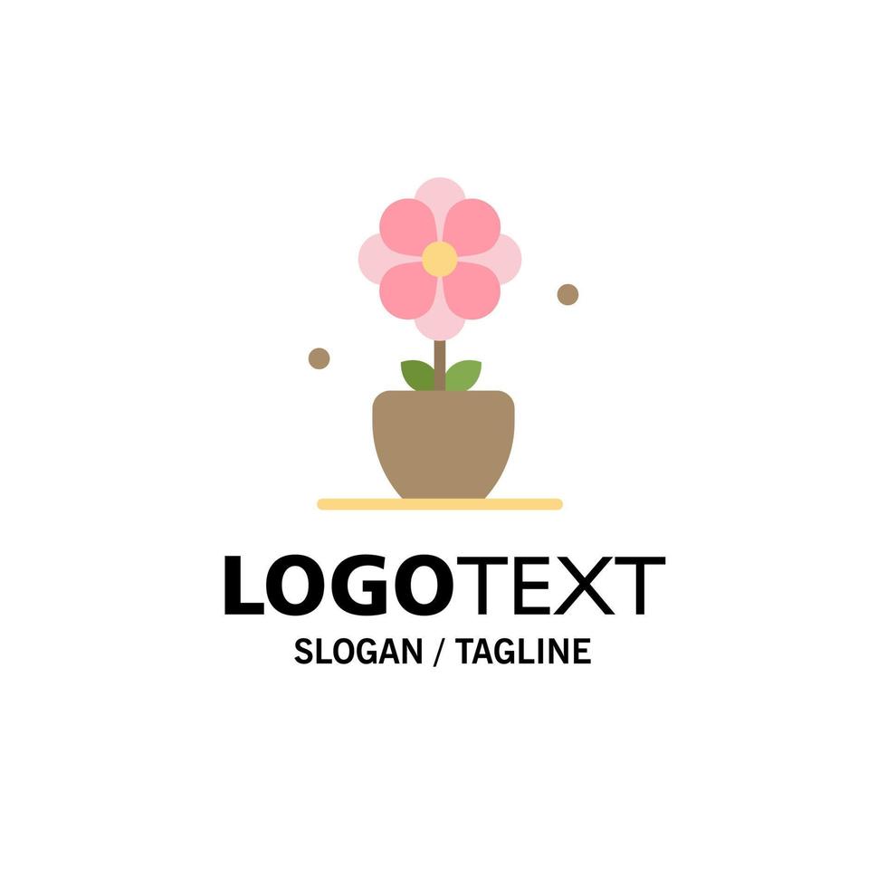 Flower Present Tulip Spring Business Logo Template Flat Color vector