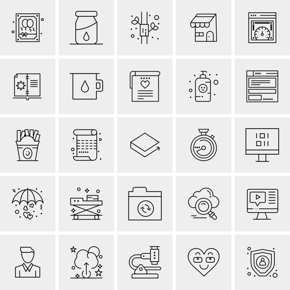 25 iconos de negocios universales vector ilustración de icono creativo para usar en proyectos relacionados con la web y dispositivos móviles