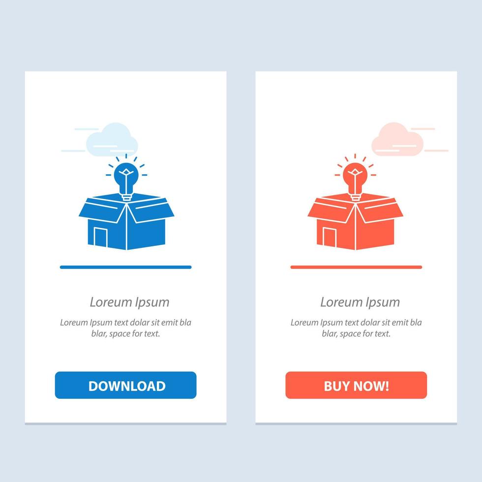 Box Business Idea Solution Bulb  Blue and Red Download and Buy Now web Widget Card Template vector