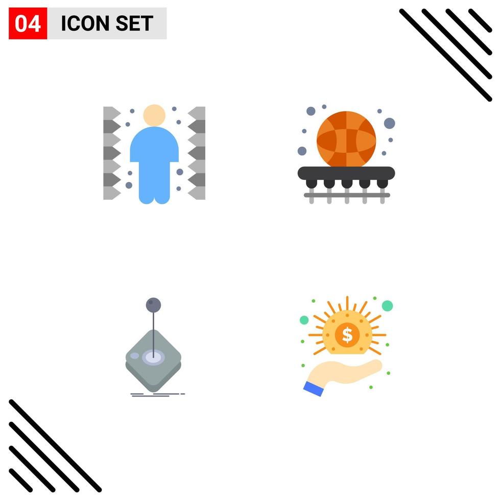 4 iconos planos universales establecidos para aplicaciones web y móviles desafían la tarea arcade juegos de baloncesto elementos de diseño vectorial editables vector