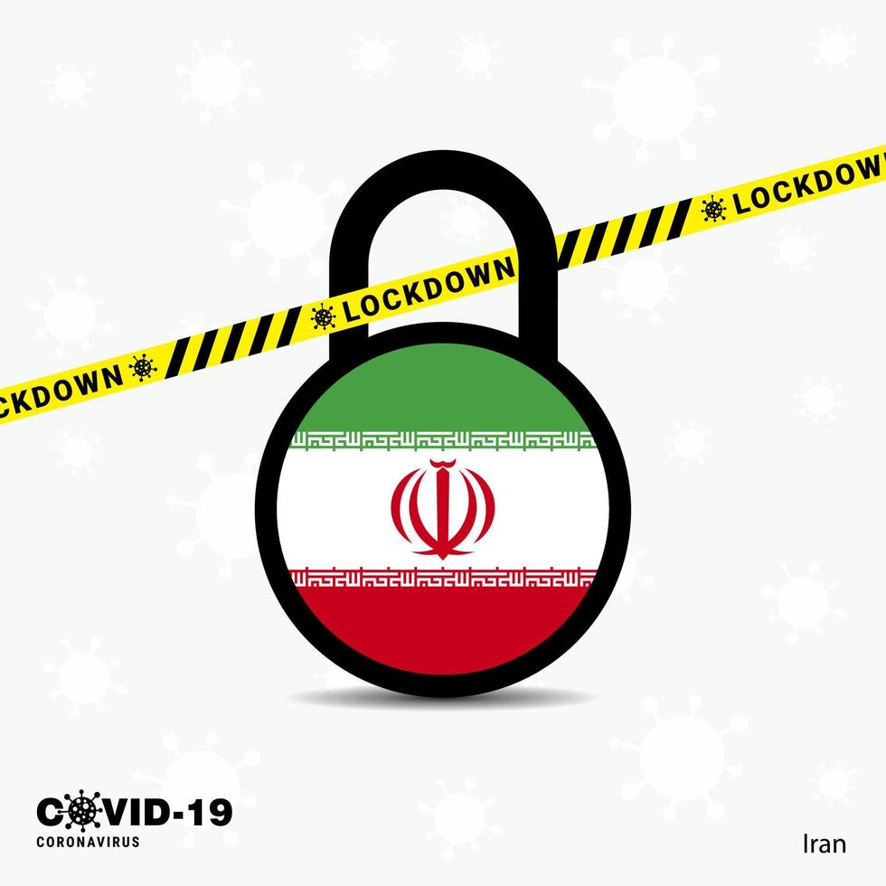 Iran Lock DOwn Lock Coronavirus pandemic awareness Template COVID19 Lock Down Design vector