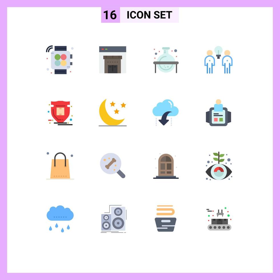 Universal Icon Symbols Group of 16 Modern Flat Colors of shield package science teamwork people Editable Pack of Creative Vector Design Elements
