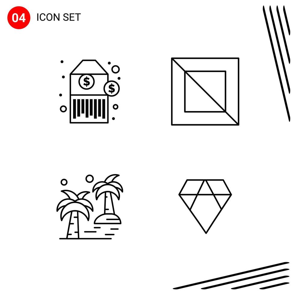 Collection of 4 Vector Icons in Line style. Pixle Perfect Outline Symbols for Web and Mobile. Line Icon Signs on White Background. 4 Icons.