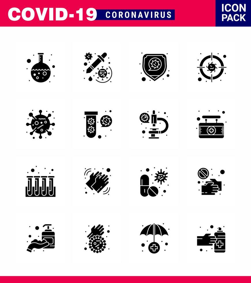 Corona virus disease 16 Solid Glyph Black icon pack suck as bacteria disease virus bacteria virus viral coronavirus 2019nov disease Vector Design Elements