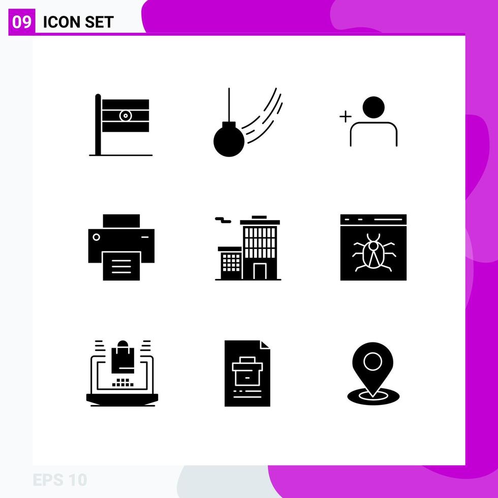 Pictogram Set of 9 Simple Solid Glyphs of business user motion line basic Editable Vector Design Elements