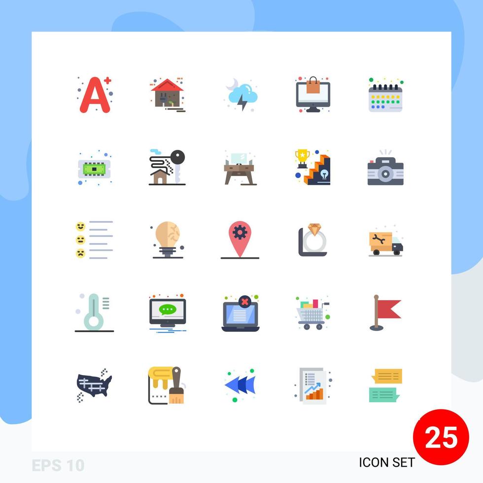 25 Universal Flat Colors Set for Web and Mobile Applications appointment shopping power online storm Editable Vector Design Elements