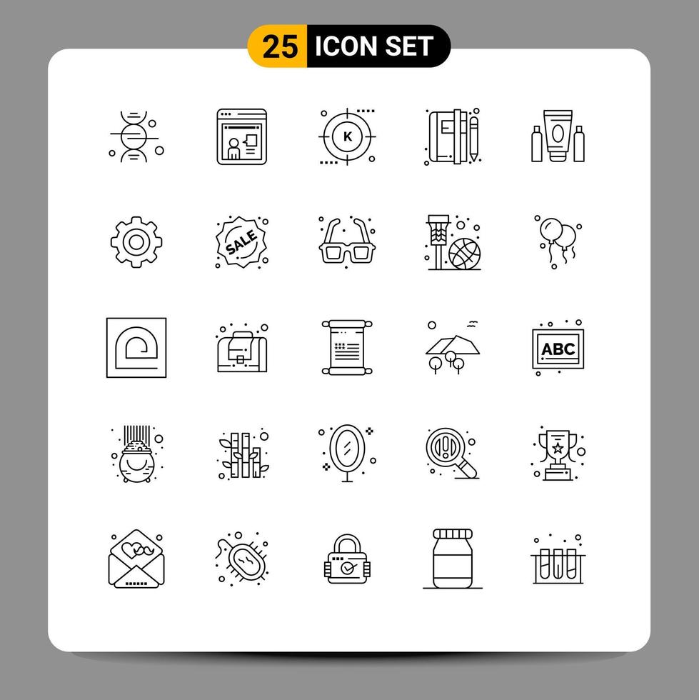 Stock Vector Icon Pack of 25 Line Signs and Symbols for news article engine book search Editable Vector Design Elements