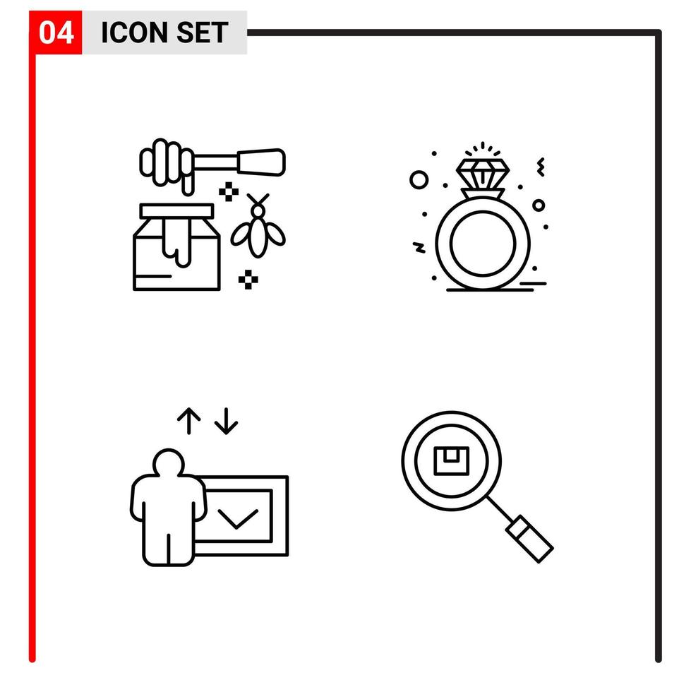 4 General Icons for website design print and mobile apps. 4 Outline Symbols Signs Isolated on White Background. 4 Icon Pack. vector
