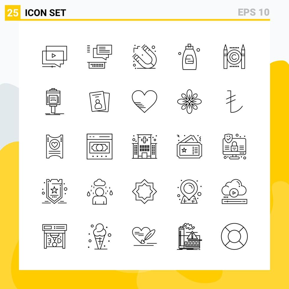 colección de 25 iconos de líneas universales. conjunto de iconos para web y móvil. vector