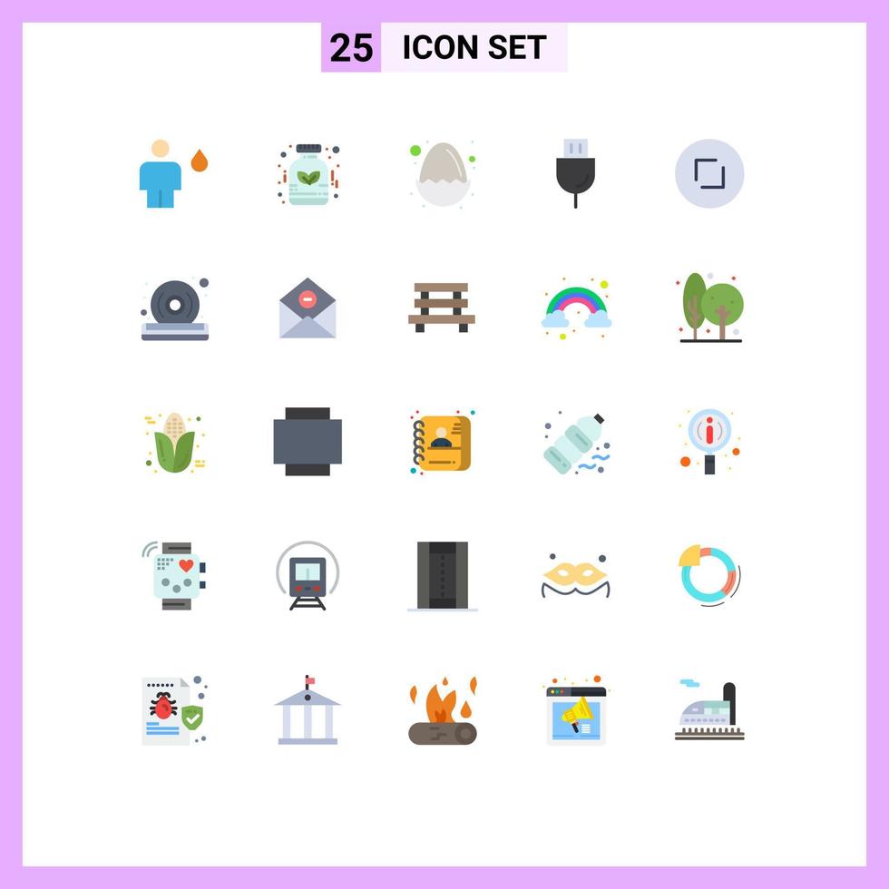 Set of 25 Vector Flat Colors on Grid for technology plug medicine electronics nature Editable Vector Design Elements