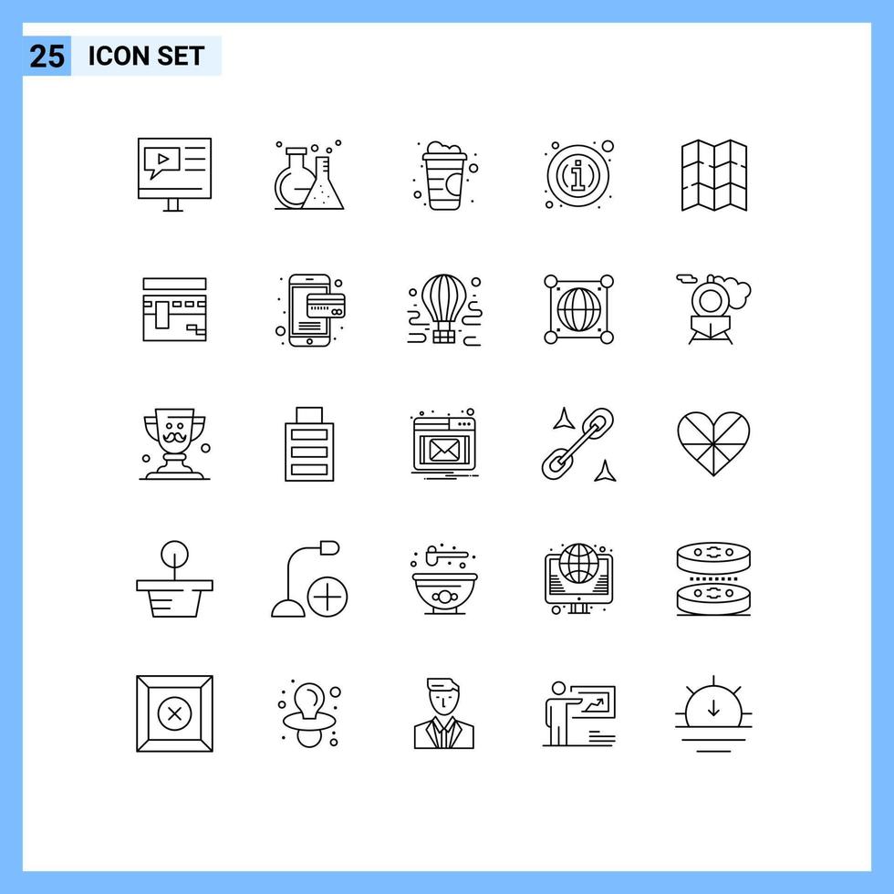 25 Universal Lines Set for Web and Mobile Applications location information test details about Editable Vector Design Elements
