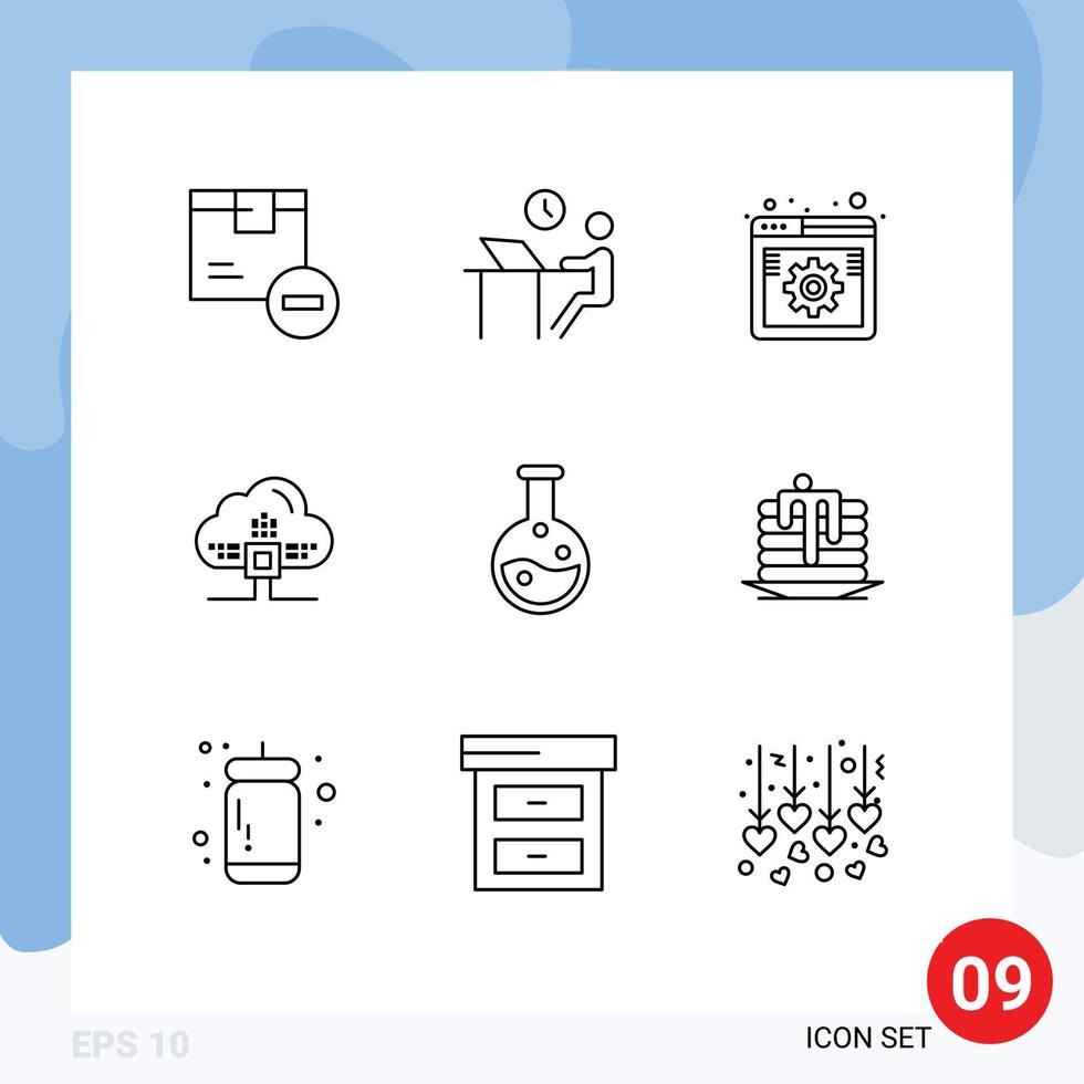 paquete de iconos de vector de stock de 9 signos y símbolos de línea para elementos de diseño de vector editables de opción web de persona basada en la nube