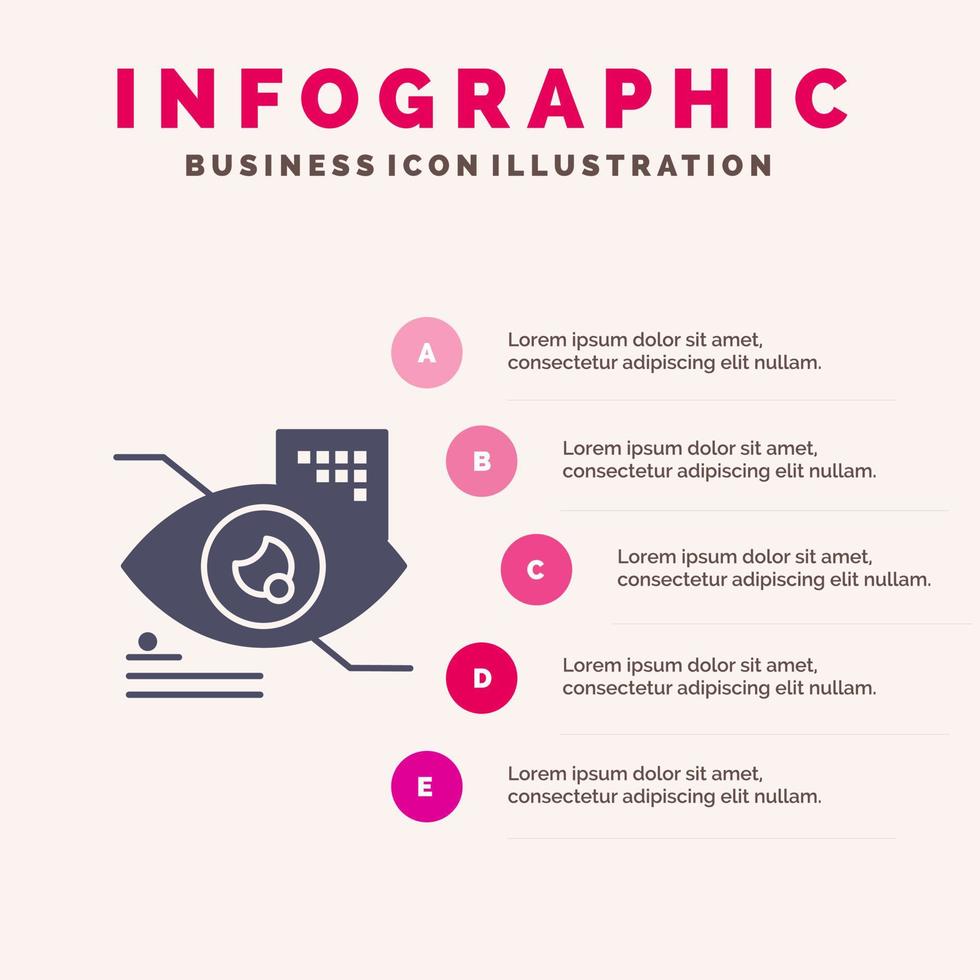 eye tap eye tap tecnología icono sólido infografía 5 pasos presentación antecedentes vector