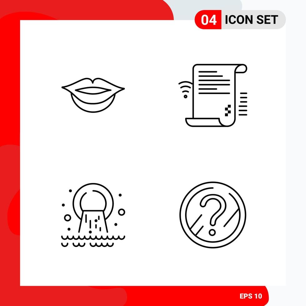 Creative Set of 4 Universal Outline Icons isolated on White Background. vector