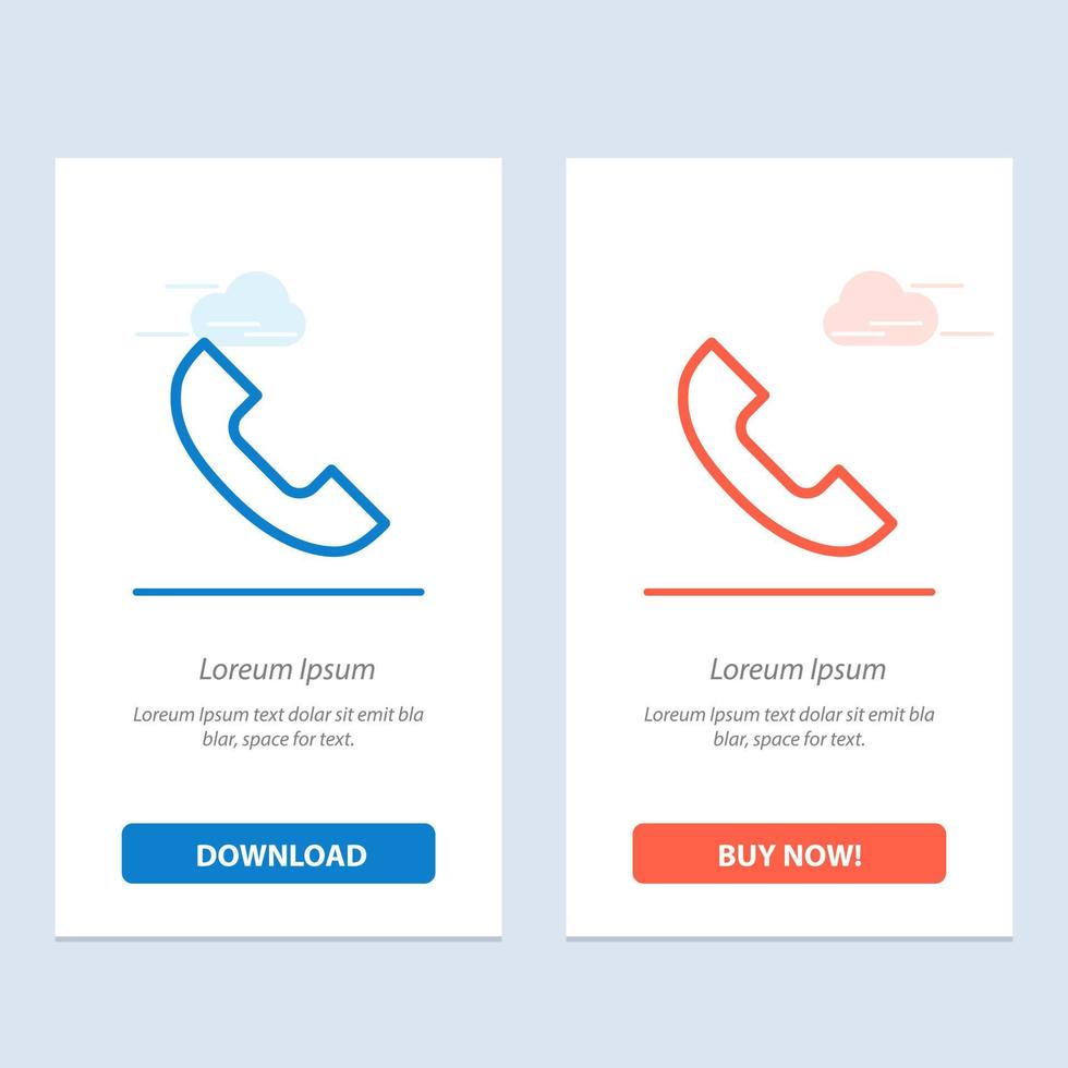 Call Phone Telephone Mobile  Blue and Red Download and Buy Now web Widget Card Template vector