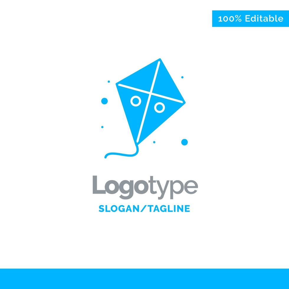 Fly Easter Kite Spring Blue Solid Logo Template Place for Tagline vector