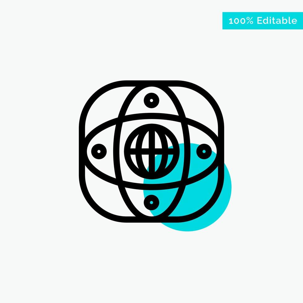 Artificial Connection Earth Global Globe turquoise highlight circle point Vector icon