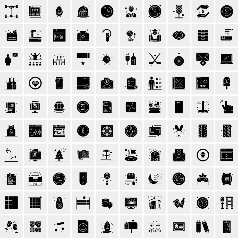 Set of 100 Business Solid Glyph icons vector