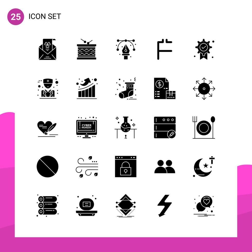 conjunto de iconos de glifo. paquete de 25 íconos sólidos aislados en fondo blanco para diseño de sitios web sensibles, impresión y aplicaciones móviles. vector