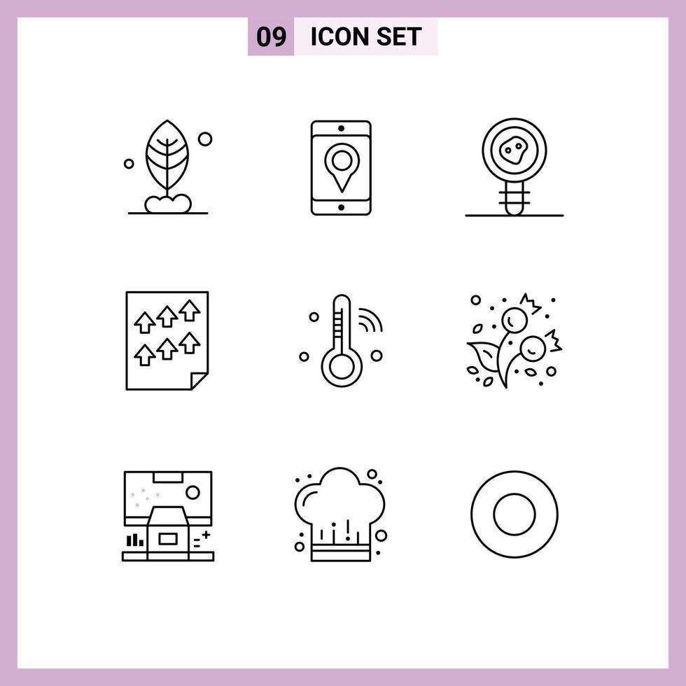 Set of 9 Modern UI Icons Symbols Signs for iot report biology theorem paper high Editable Vector Design Elements