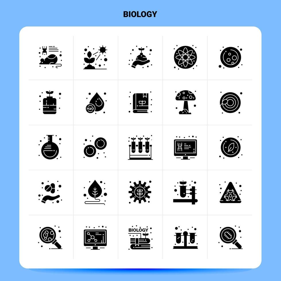 Solid 25 Biology Icon set Vector Glyph Style Design Black Icons Set Web and Mobile Business ideas design Vector Illustration