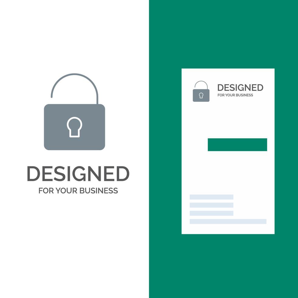 Unlock Lock Security Grey Logo Design and Business Card Template vector