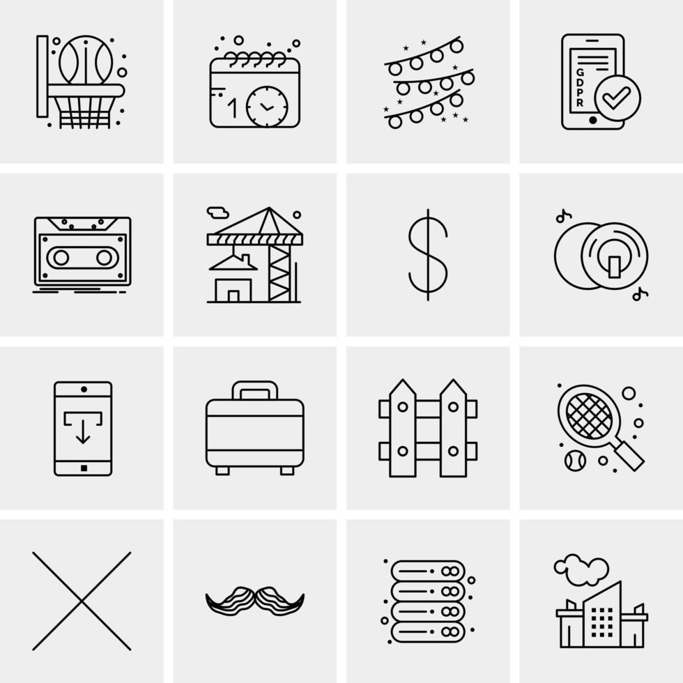 16 iconos universales de negocios vector ilustración de icono creativo para usar en proyectos relacionados con la web y dispositivos móviles