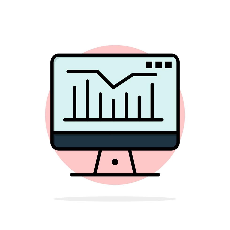 Computer Static Graph Monitor Abstract Circle Background Flat color Icon vector