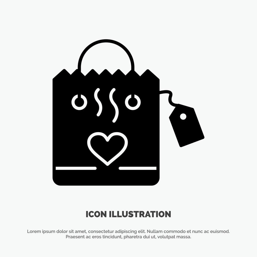 Handbag Love Heart Wedding solid Glyph Icon vector
